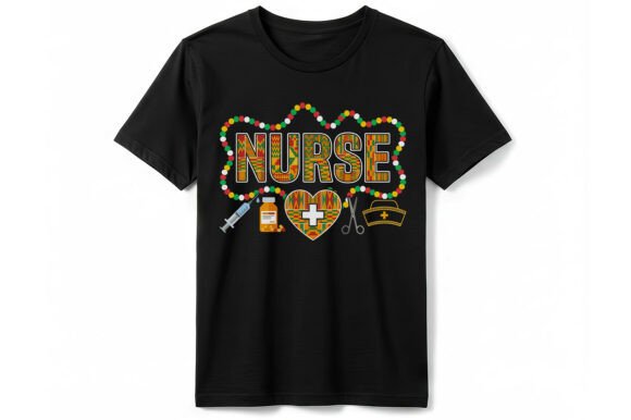 African Kente Print Nurse T-shirt