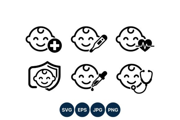 Baby Health Medical Icons Flat Design