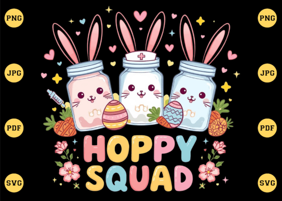 Bunny Easter Hoppy Squad Nurse PNG