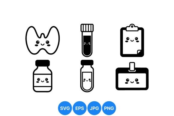 Cute Medical Icons Clipart Set