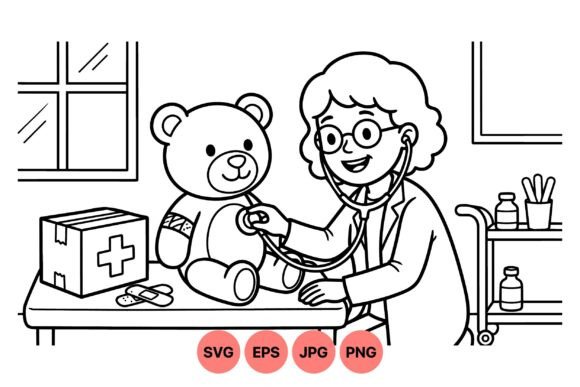 Cute Teddy Doctor SVG Design