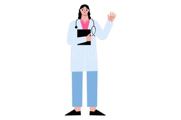 Happy Doctor Character: Woman in Medical