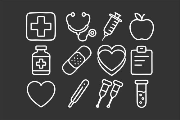 Healthcare Icons for Real Embroidery Work
