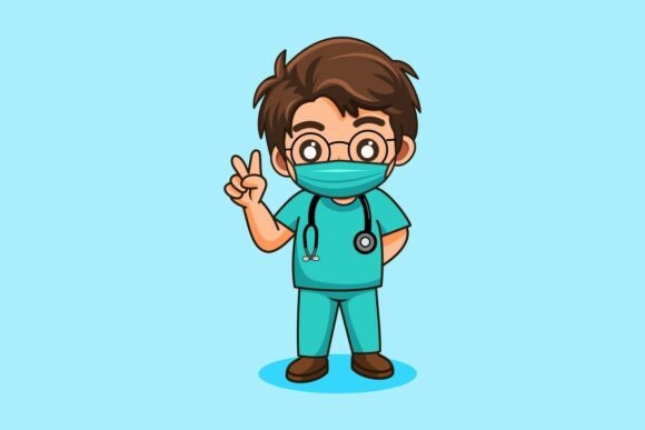 Male Nurse Wearing Medical Mask Pose Wit