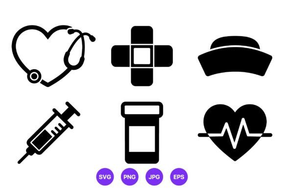 Medical Equipment Icons Black White