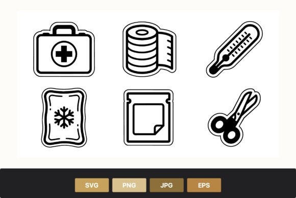 Medical First Aid Black White Icons