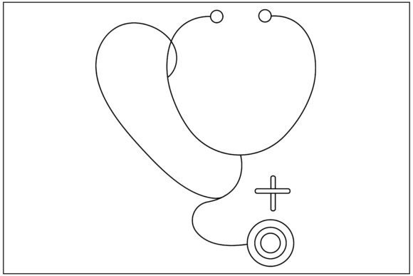 Medical Heart Stethoscope Line Art