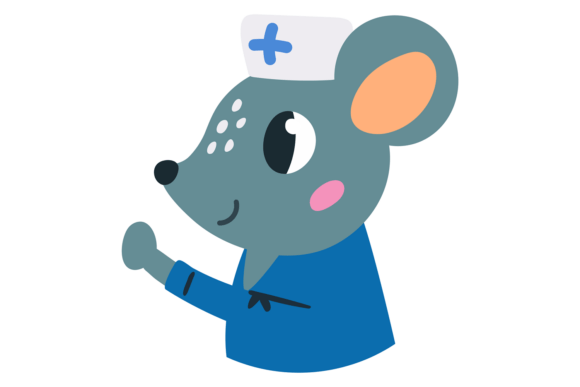 Mouse Doctor. Cute Animal Nurse Color Ch