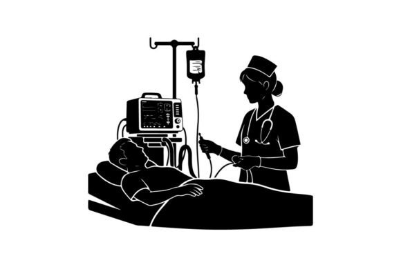 Nurse Caring for Patient with Medical Eq