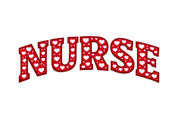 Nurse Heart Pattern Typography