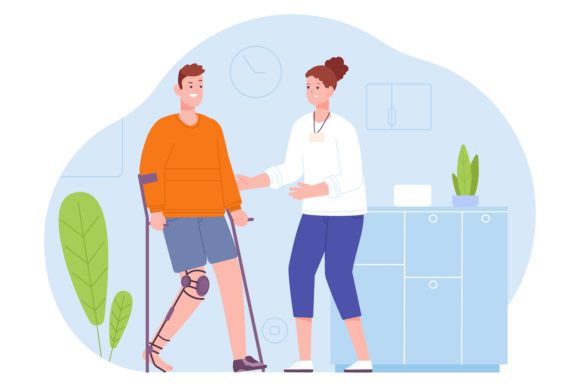 Nurse Help Patient with Orthopedic Injur