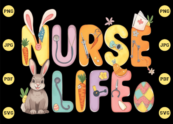 Nurse Life Retro Easter PNG
