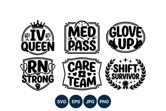 Nurse Medical Phrase Badges Black White