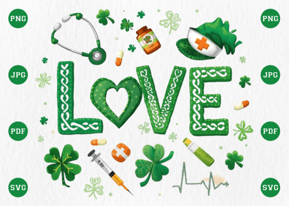 Nurse St Patricks Love Clover Shamrock