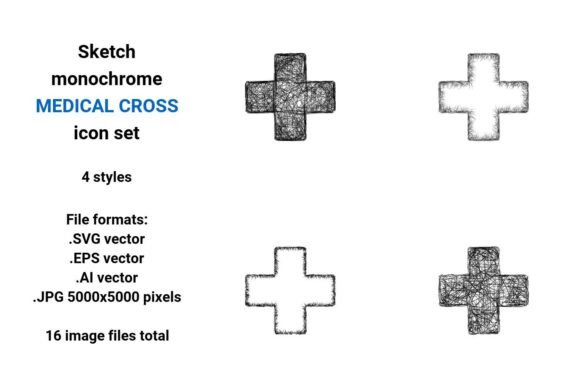 Sketch Medical Cross Icon Set