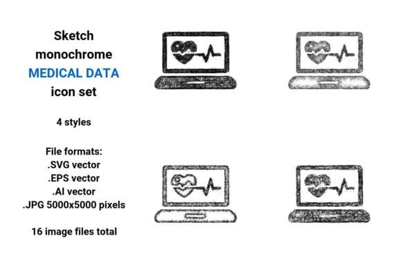 Sketch Medical Data Icon Set