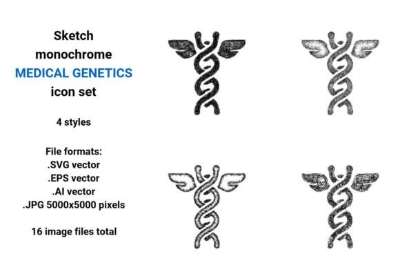 Sketch Medical Genetics Icon Set